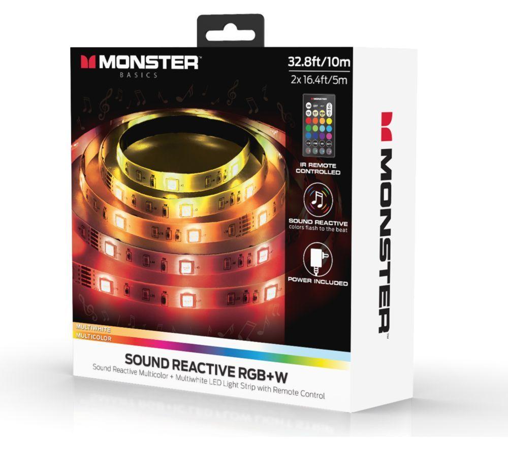 MONSTER Basics Sound Reactive RGB+W LED Light Strip - 5 m / 16.4 ft, Pack of 2 image number 5 of 5