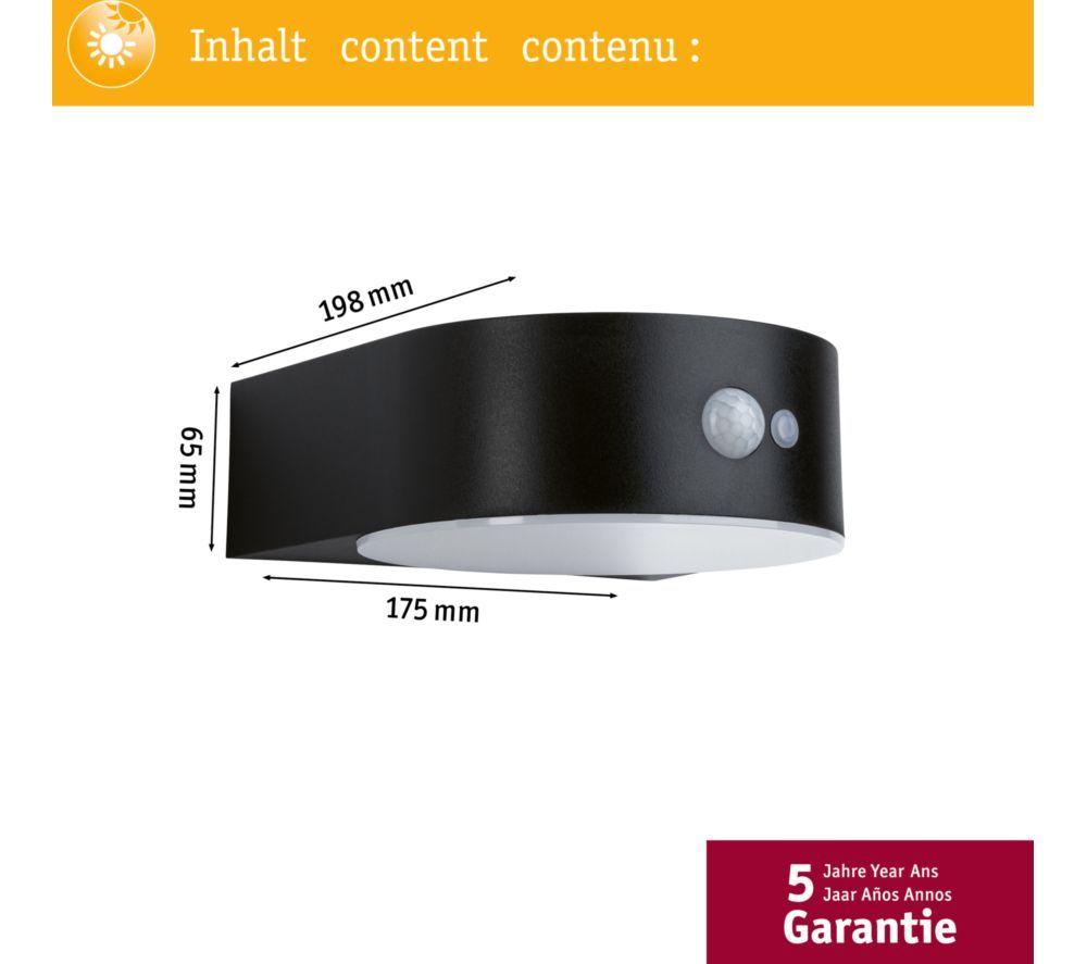 PAULMANN Solar Outdoor LED Wall Light with Motion Sensor - Black image number 7 of 7