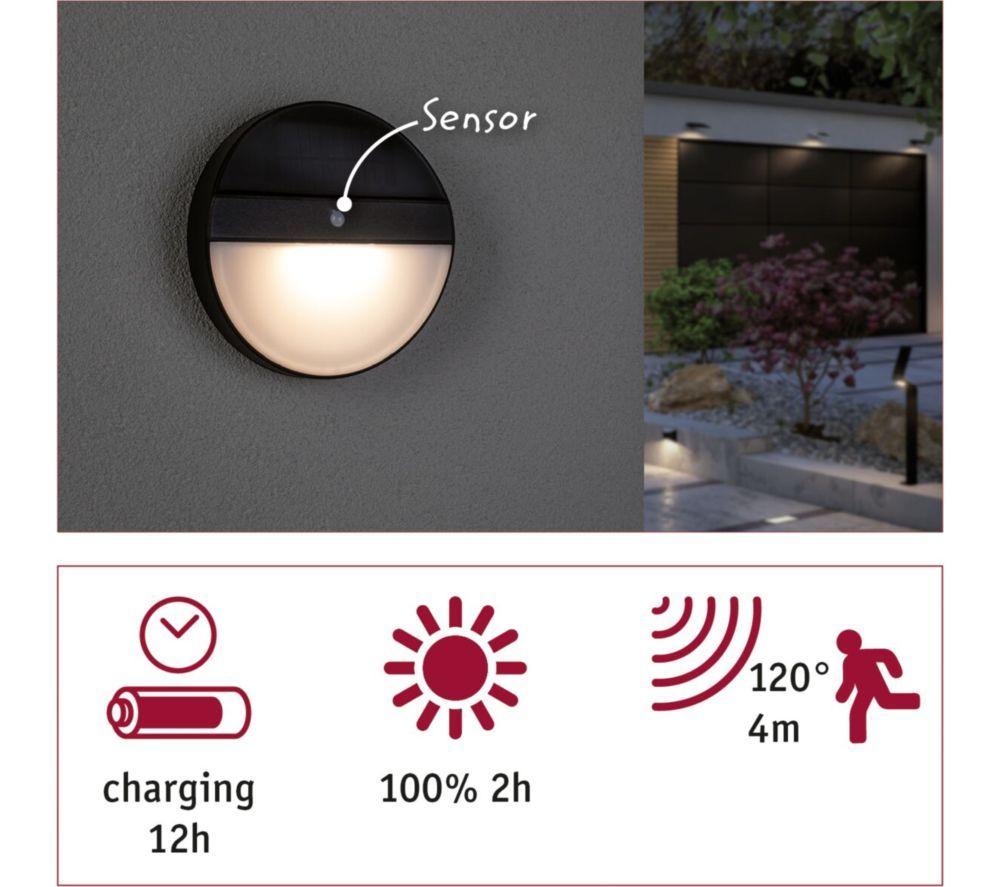 PAULMANN Eloise Motion Sensor Solar Wall Light - Anthracite image number 6 of 8