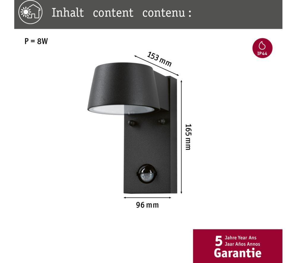 PAULMANN Capea Outdoor LED Wall Light with Motion Sensor - Anthracite image number 4 of 10