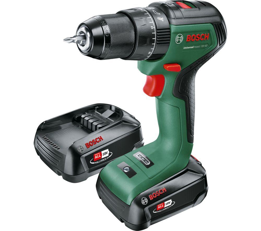 BOSCH UniversalImpact 18V-60 Cordless Combi Drill with 2 Batteries image number 2 of 3