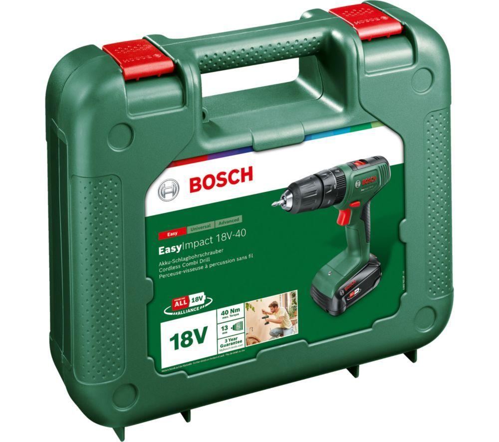 BOSCH EasyImpact 18V-40 Cordless Impact Drill with Battery - Green & Black image number 2 of 4