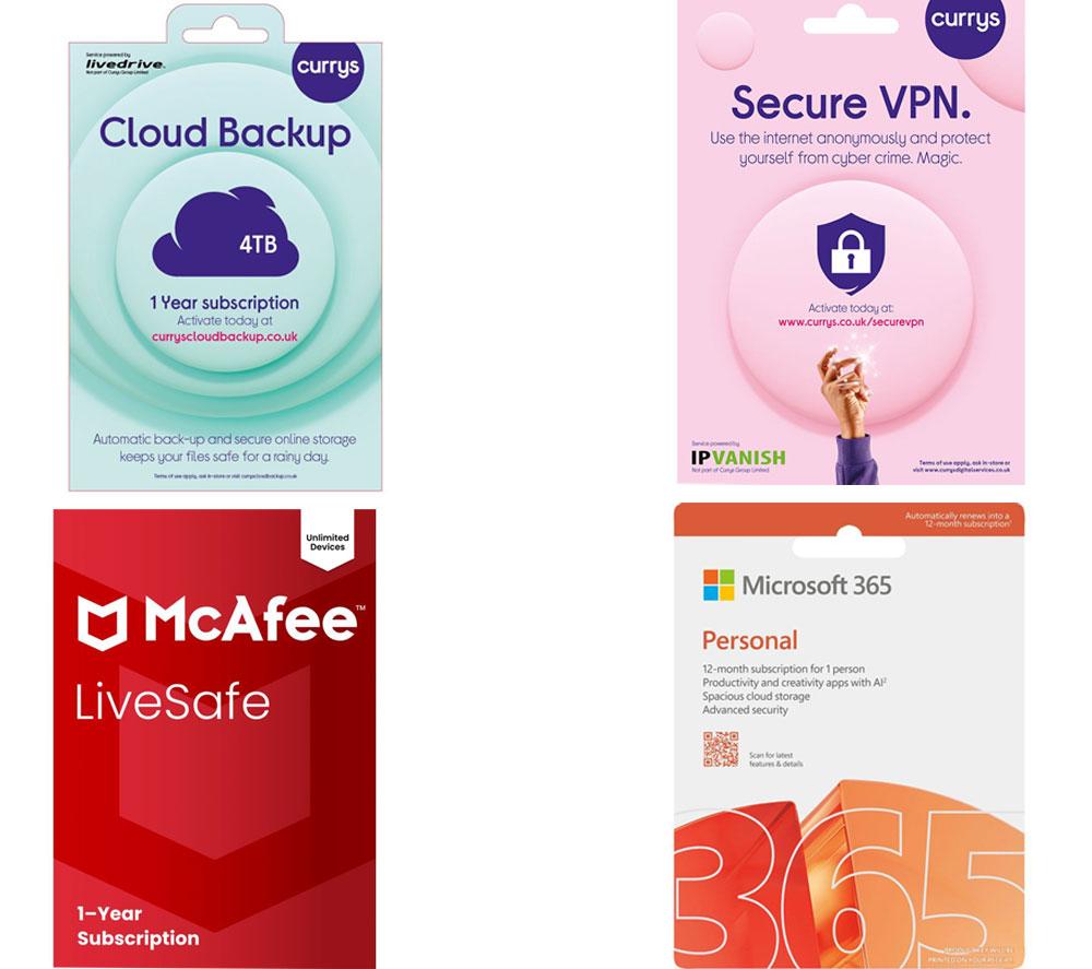 Microsoft 365 Personal (Automatic Renewal, 1 User), Secure Vpn, Cloud Backup (4 Tb) & Livesafe With New Scam Detector (Unlimited Devices) Bundle  1 Year