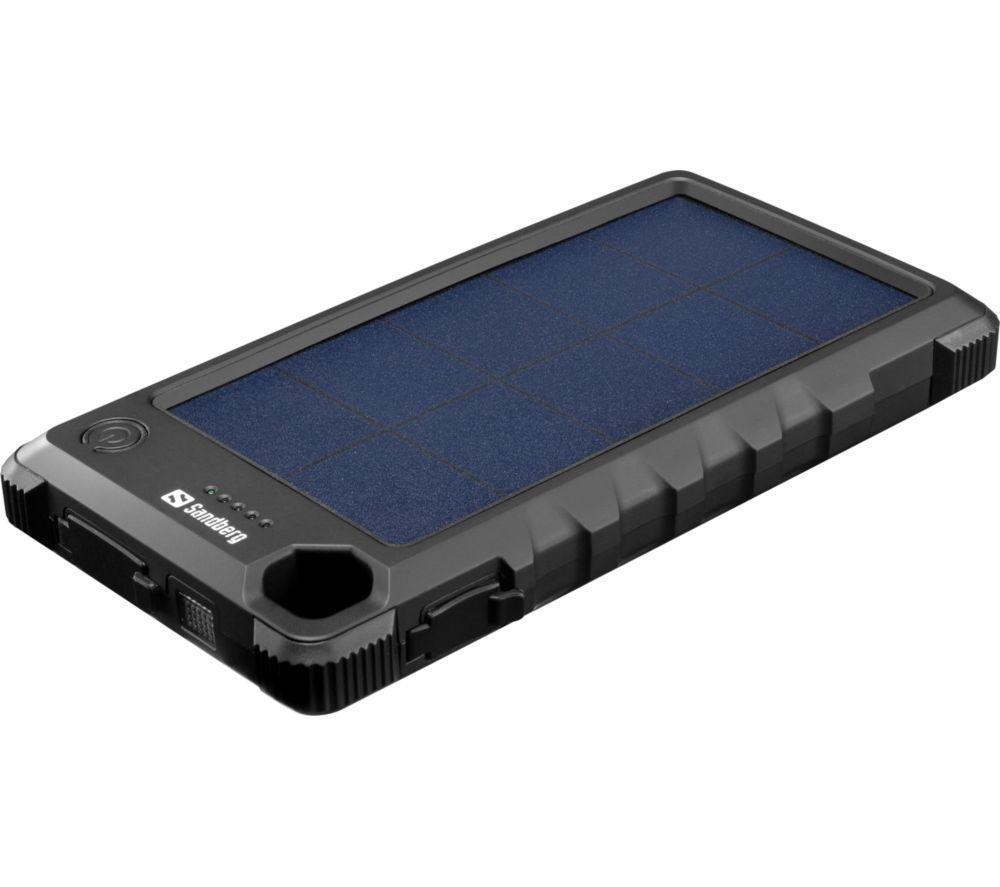 Sandberg 10000 Mah Portable Solar Power Bank - Blue & Black, Black,Blue