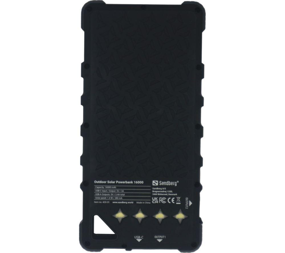 SANDBERG 16000 mAh Portable Solar Power Bank - Blue & Black image number 2 of 4