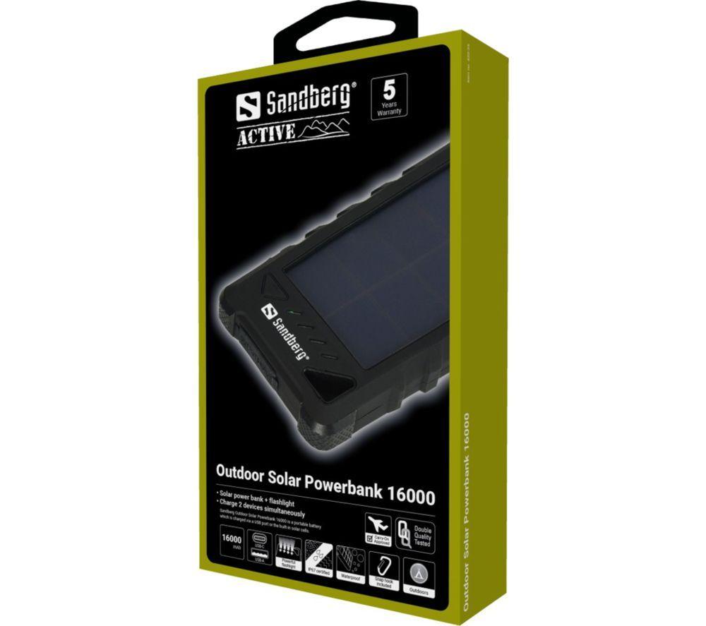 SANDBERG 16000 mAh Portable Solar Power Bank - Blue & Black image number 4 of 4