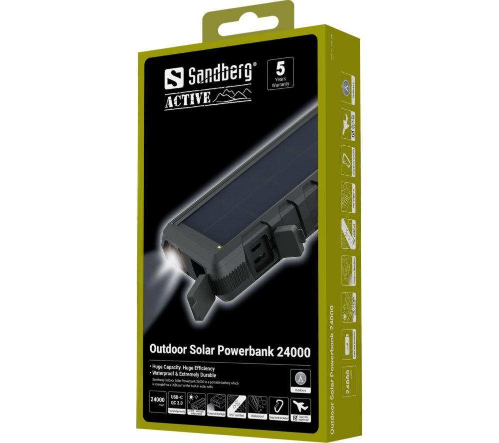 SANDBERG 24000 mAh Portable Solar Power Bank - Blue & Black