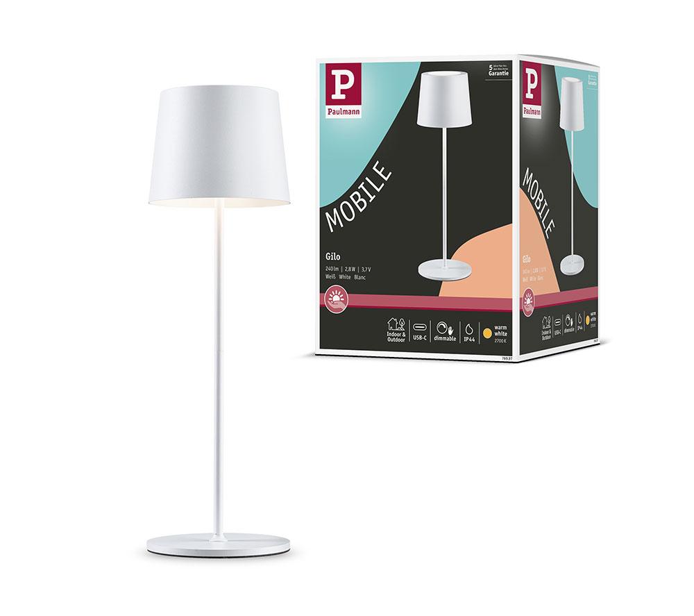 PAULMANN: PAULMANN Gilo Mobile Table Lamp - White