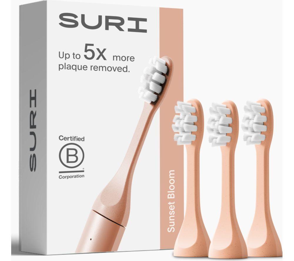 SURI Sonic Replacement Toothbrush Head &ndash; Pink, Pack of 3 image number 2 of 12