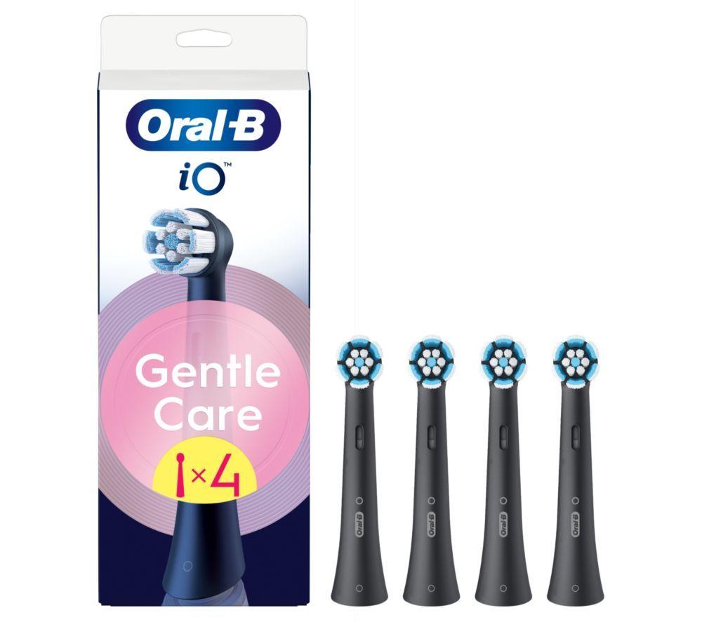 ORAL-B iO Gentle Care Replacement Toothbrush Head - Pack of 4, Black