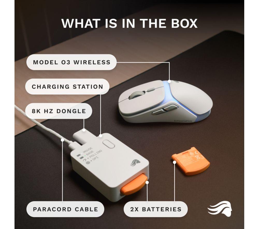 GLORIOUS Model O3 RGB Wireless Optical Gaming Mouse - White image number 8 of 15