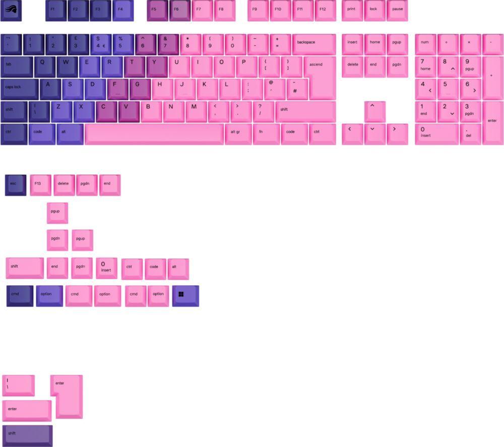 GLORIOUS GPBT Gradient Nebula V2 Keycaps - UK Layout
