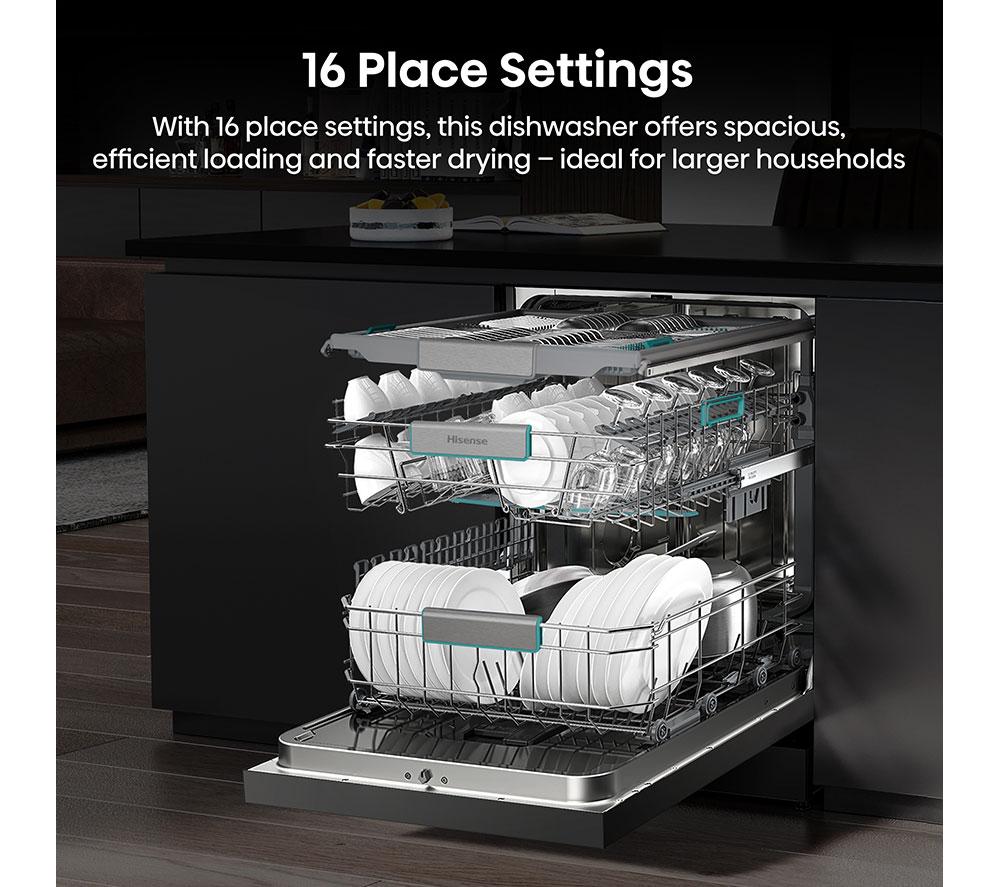 HISENSE Auto Dose HS693A90XADUK Full-size WiFi-enabled Dishwasher - Stainless Steel image number 5 of 25