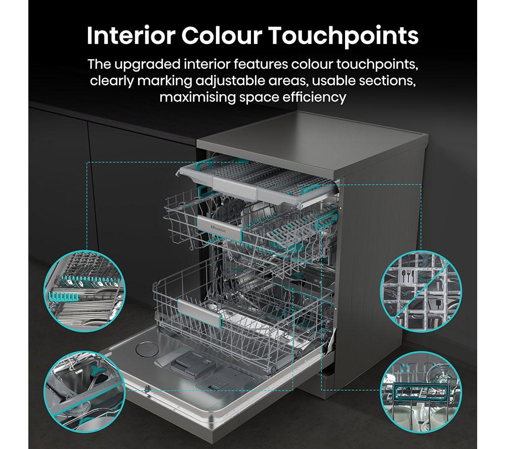 HISENSE Auto Dose HS693A90XADUK Full-size WiFi-enabled Dishwasher - Stainless Steel image number 6 of 25