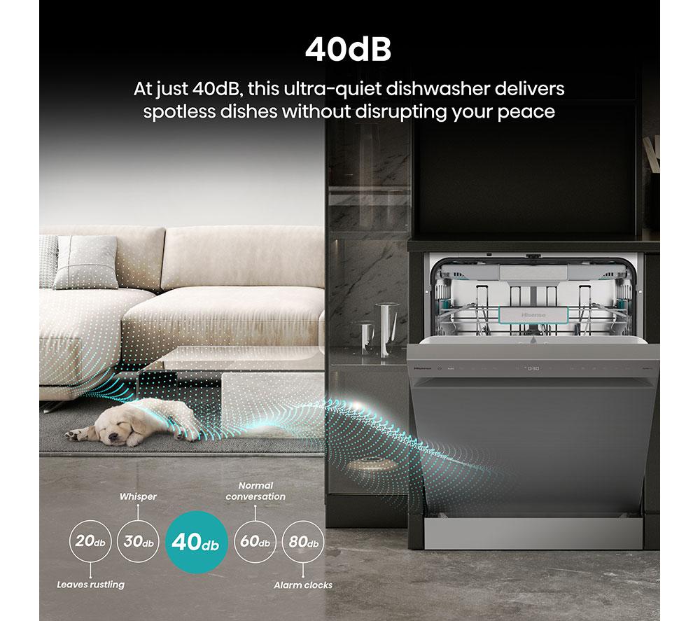 HISENSE Auto Dose HS693A90XADUK Full-size WiFi-enabled Dishwasher - Stainless Steel image number 8 of 25