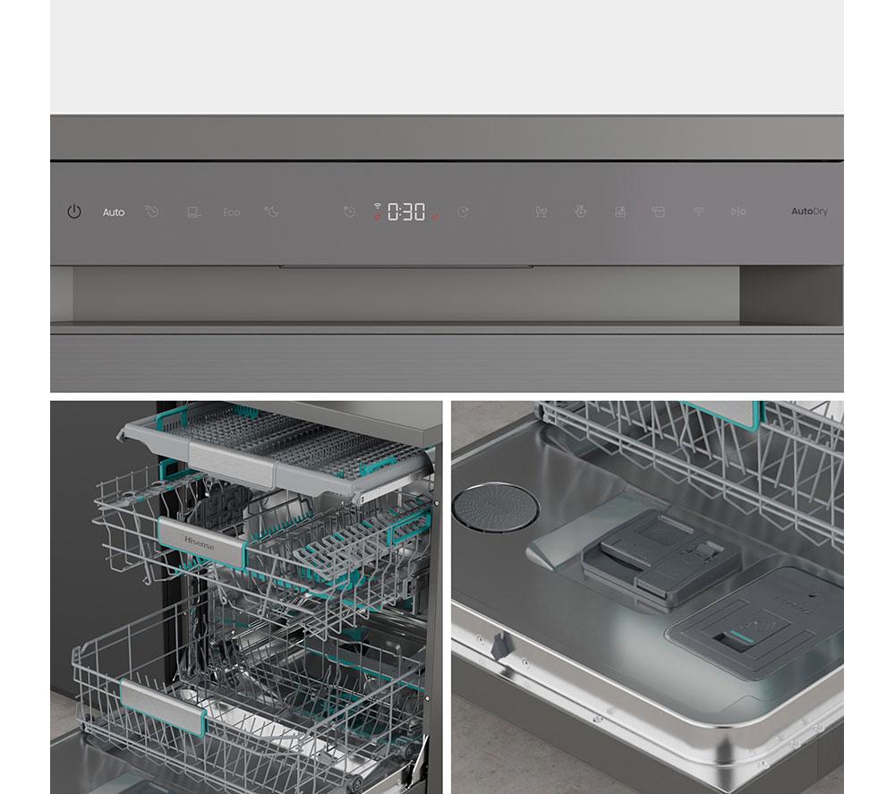 HISENSE Auto Dose HS693A90XADUK Full-size WiFi-enabled Dishwasher - Stainless Steel image number 12 of 25