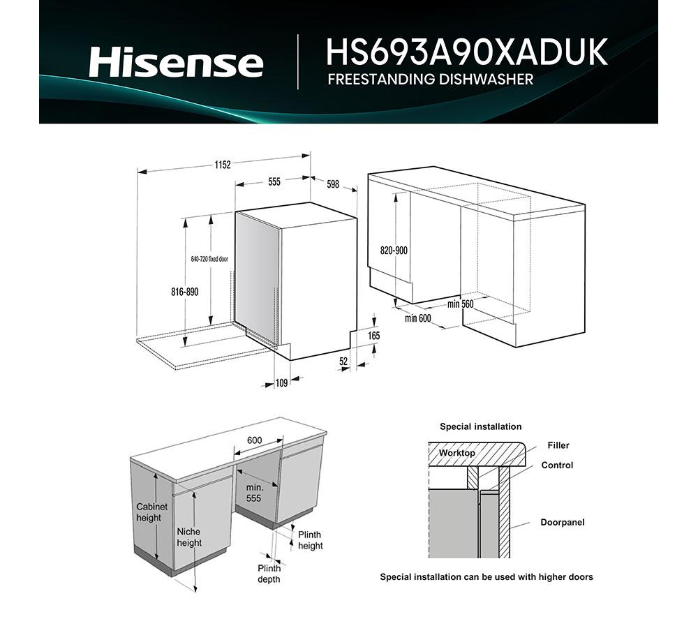 HISENSE Auto Dose HS693A90XADUK Full-size WiFi-enabled Dishwasher - Stainless Steel image number 13 of 25