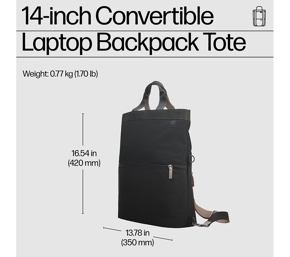 HP Convertible 14" Laptop Backpack Tote - Black & Taupe image number 6 of 10