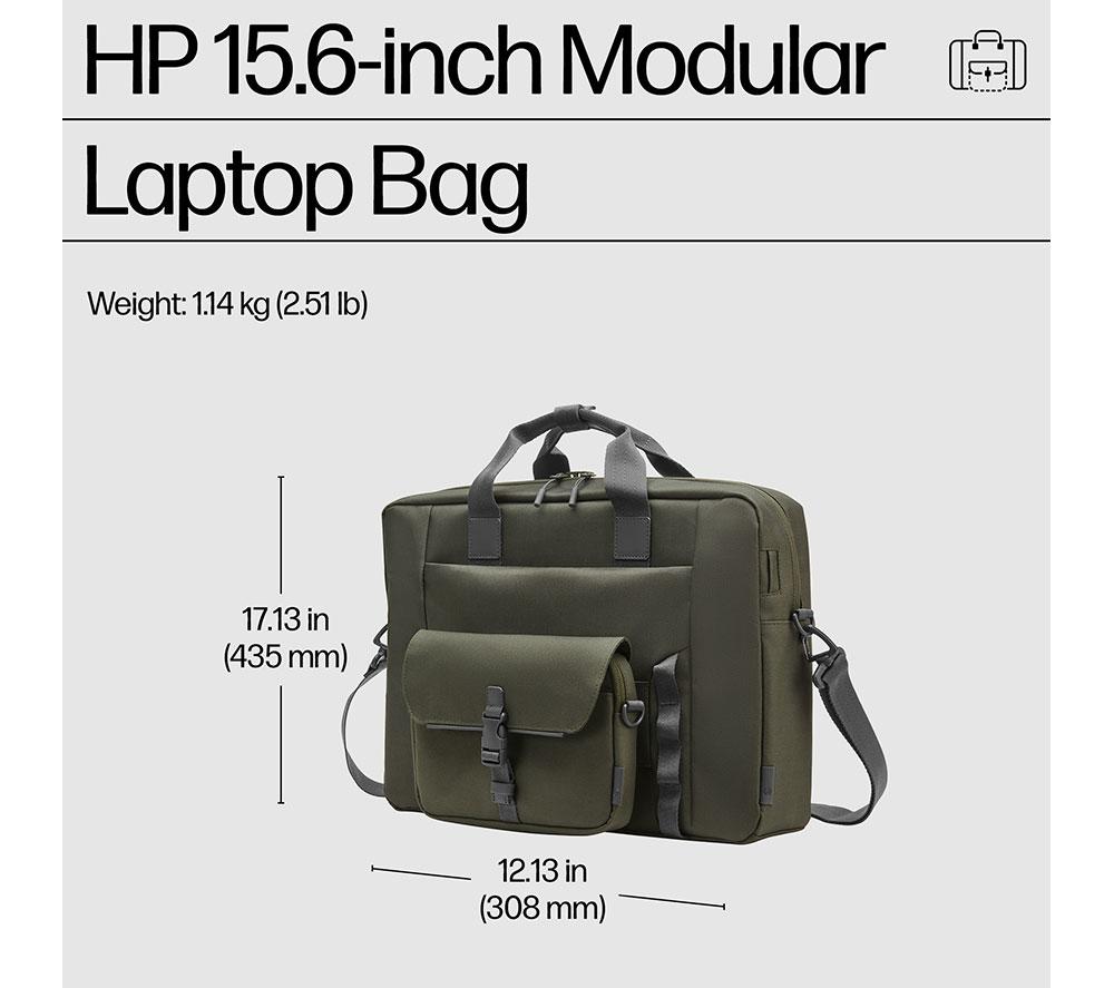 HP Modular 15.6" Laptop Bag - Grey & Green image number 10 of 11