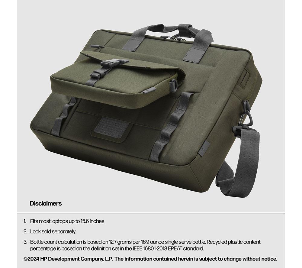 HP Modular 15.6" Laptop Bag - Grey & Green image number 11 of 11