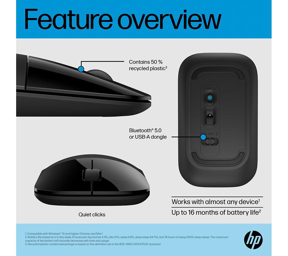 HP Z3700 Wireless Optical Mouse - Black image number 2 of 8