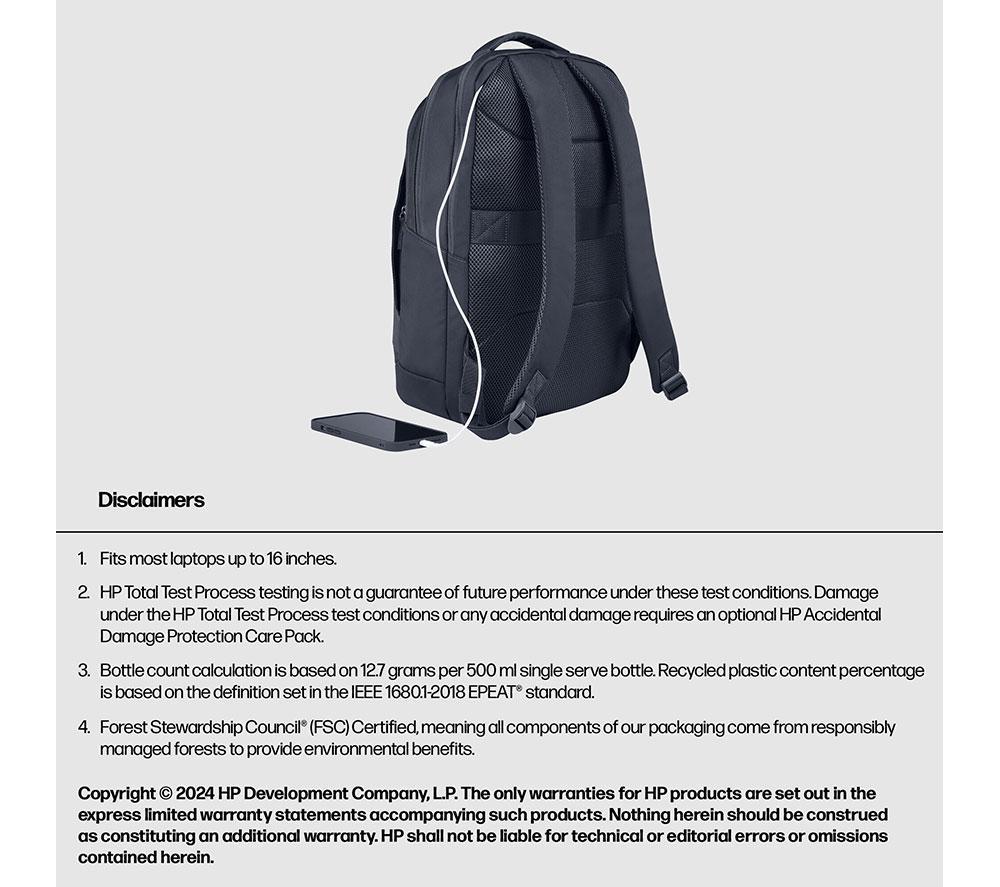 HP Everyday 16" Laptop Backpack - Odyssey Grey image number 8 of 16