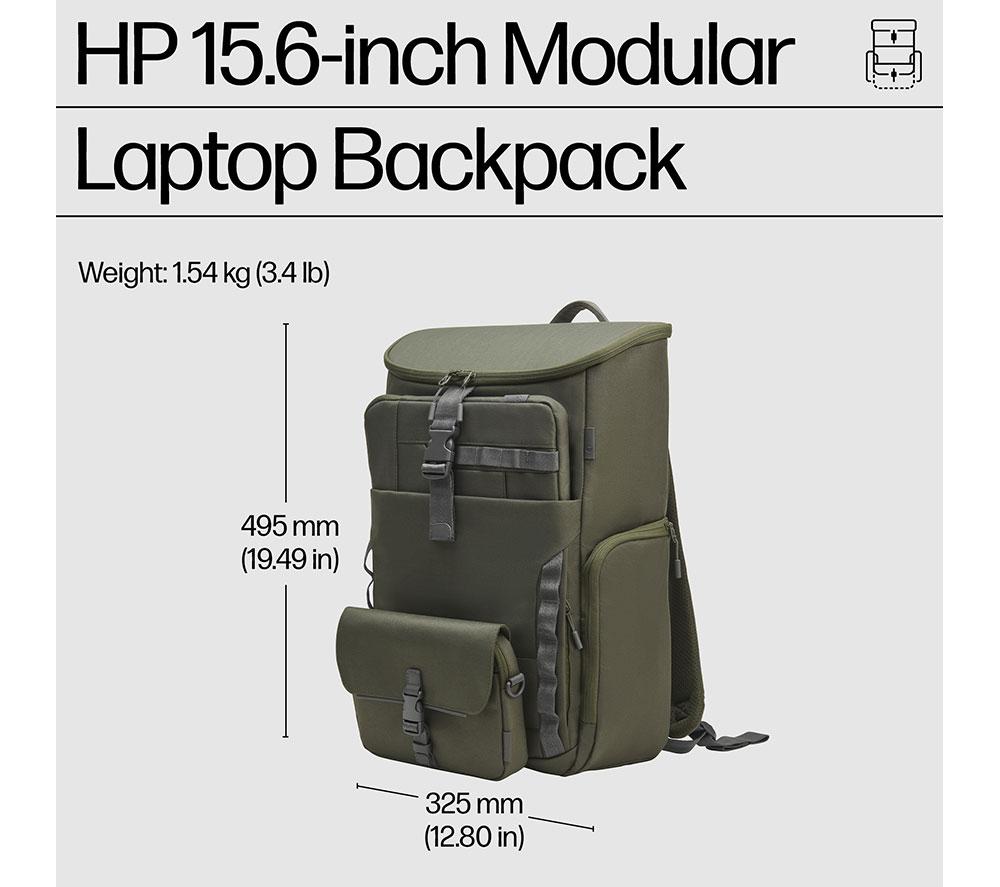 HP Modular 15.6" Laptop Backpack - Grey & Green image number 6 of 10