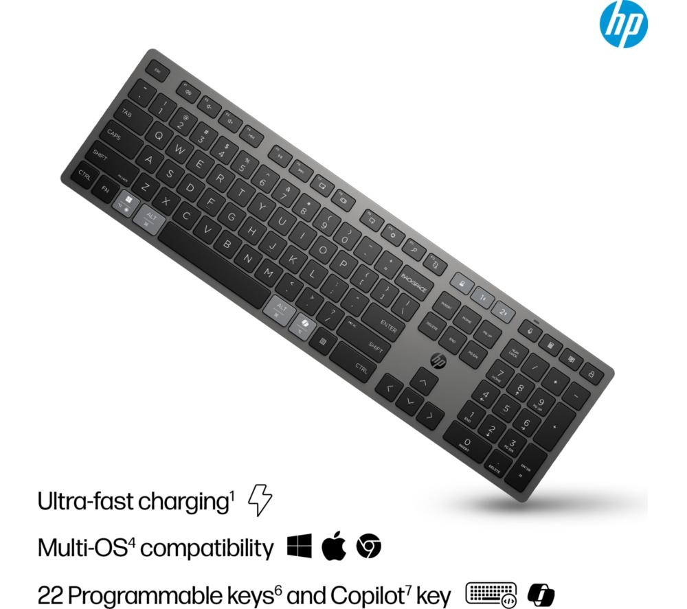 HP 720 Multi-Device Ultra-Fast Rechargeable Wireless Keyboard - Nightfall Black image number 5 of 9