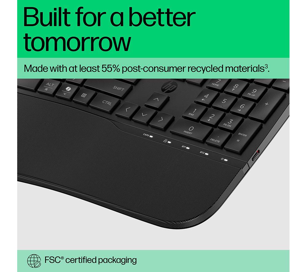 HP 680 Comfort Dual-Mode Wireless Keyboard - Black image number 5 of 9