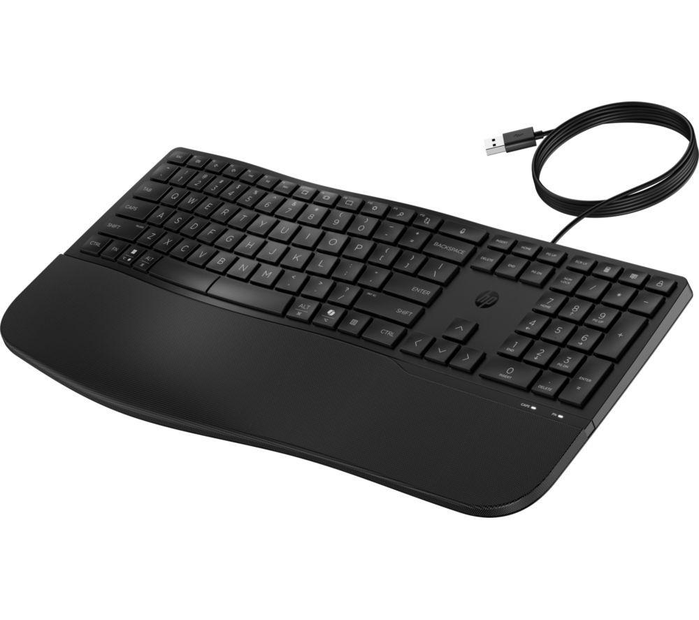HP Comfort Wired Ergonomic Keyboard - Black image number 3 of 5
