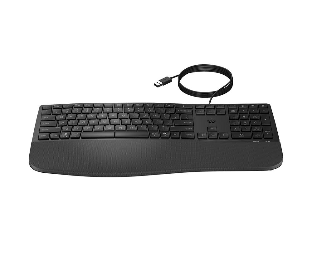 HP Comfort Wired Ergonomic Keyboard - Black image number 7 of 11