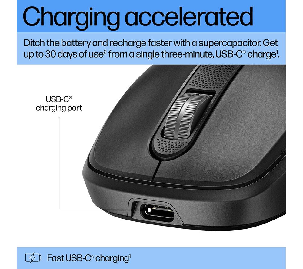 HP 510 Ultra-Fast Rechargeable Wireless Optical Mouse - Black image number 2 of 12
