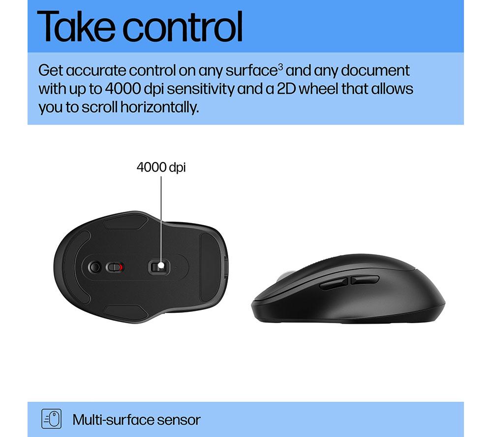 HP 510 Ultra-Fast Rechargeable Wireless Optical Mouse - Black image number 3 of 12