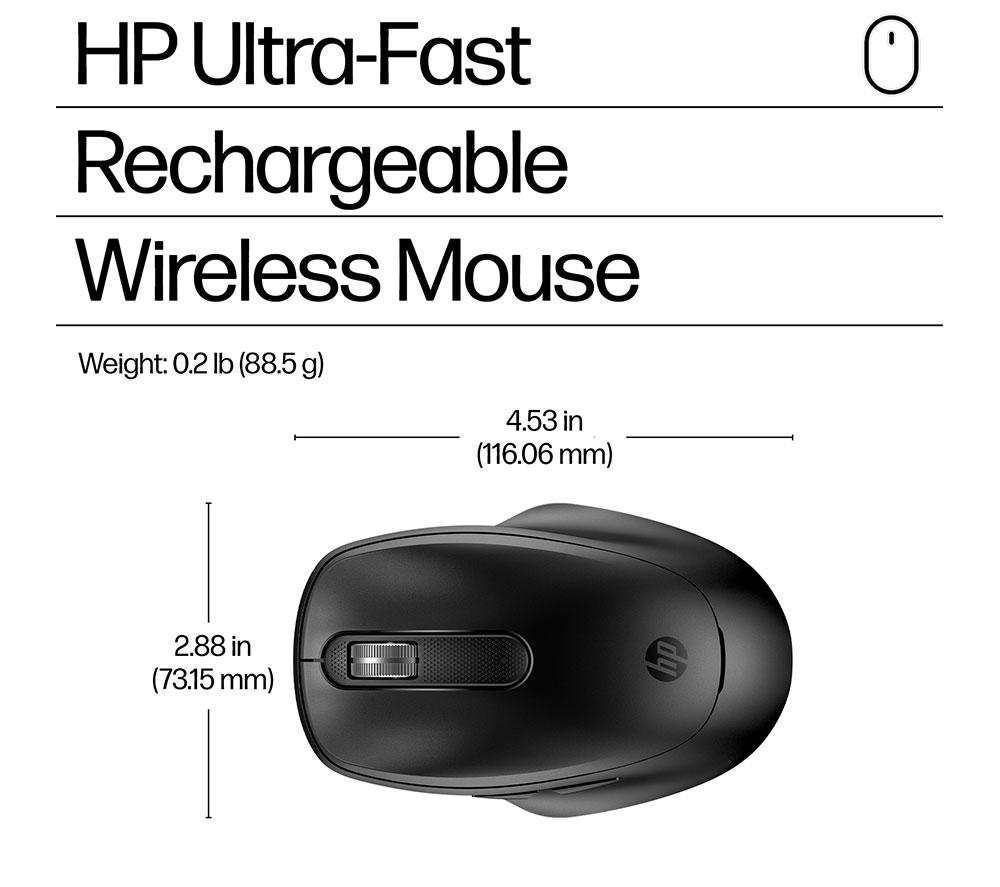 HP 510 Ultra-Fast Rechargeable Wireless Optical Mouse - Black image number 6 of 12