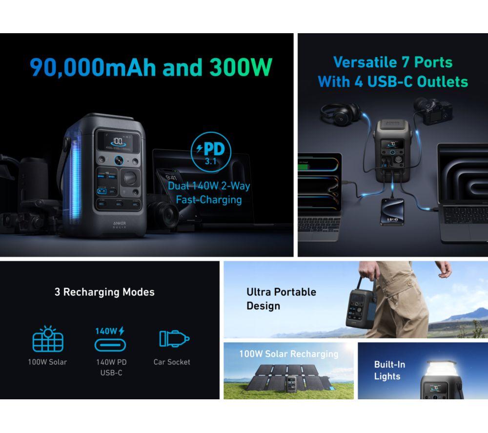 ANKER SOLIX C300X DC 288 Wh Smart Portable Power Station - 2.8 kg image number 3 of 6