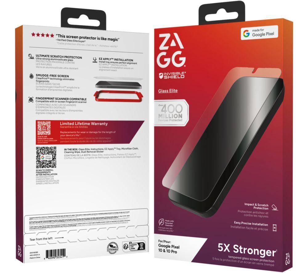 Photos - Other for Mobile ZAGG InvisibleShield Glass Elite Google Pixel 10/10 Pro Screen Protector - Clear, Clear 