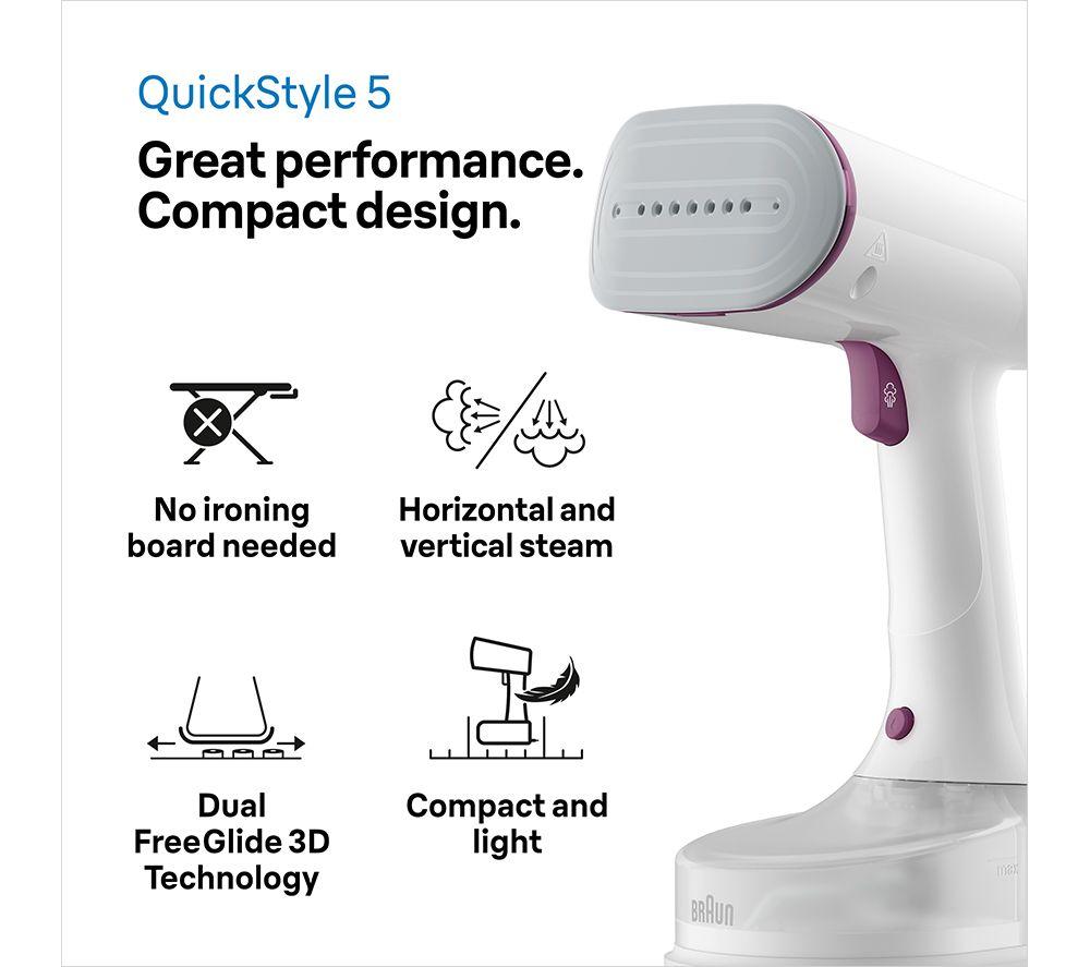 BRAUN Quickstyle 5 GS5011 Clothes Steamer - White & Purple image number 2 of 7