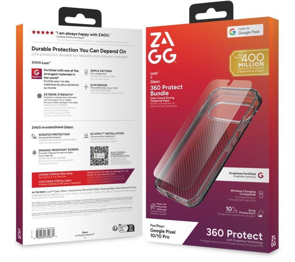 ZAGG Luxe Pixel 10 / 10 Pro Case & Screen Protector Bundle - Clear image number 4 of 4