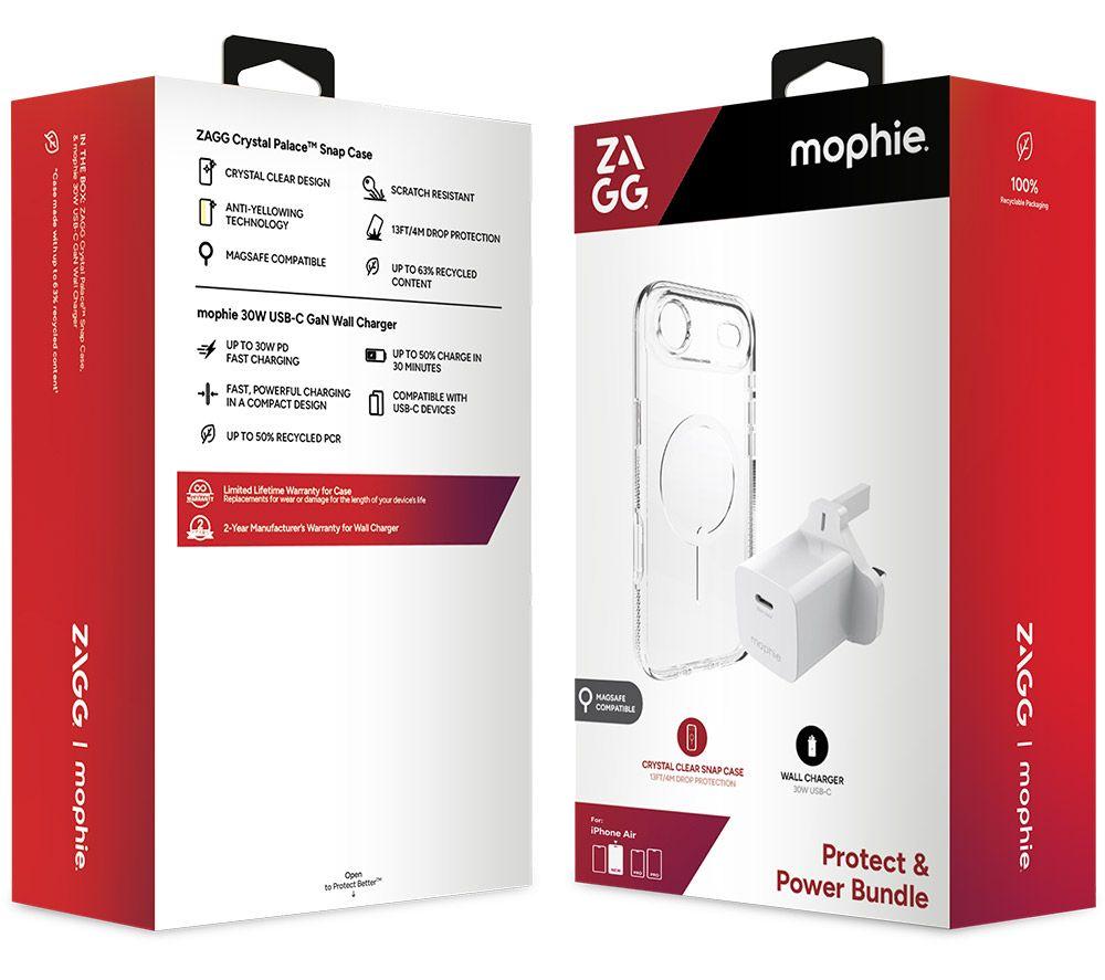 ZAGG Crystal Palace Snap iPhone Air Clear Case & Mophie 30 W USB Type-C Wall Charger Bundle image number 2 of 3