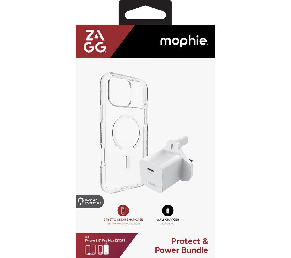 ZAGG Crystal Palace Snap iPhone 17 Pro Max Clear Case & Mophie 30 W USB Type-C Wall Charger Bundle image number 2 of 3