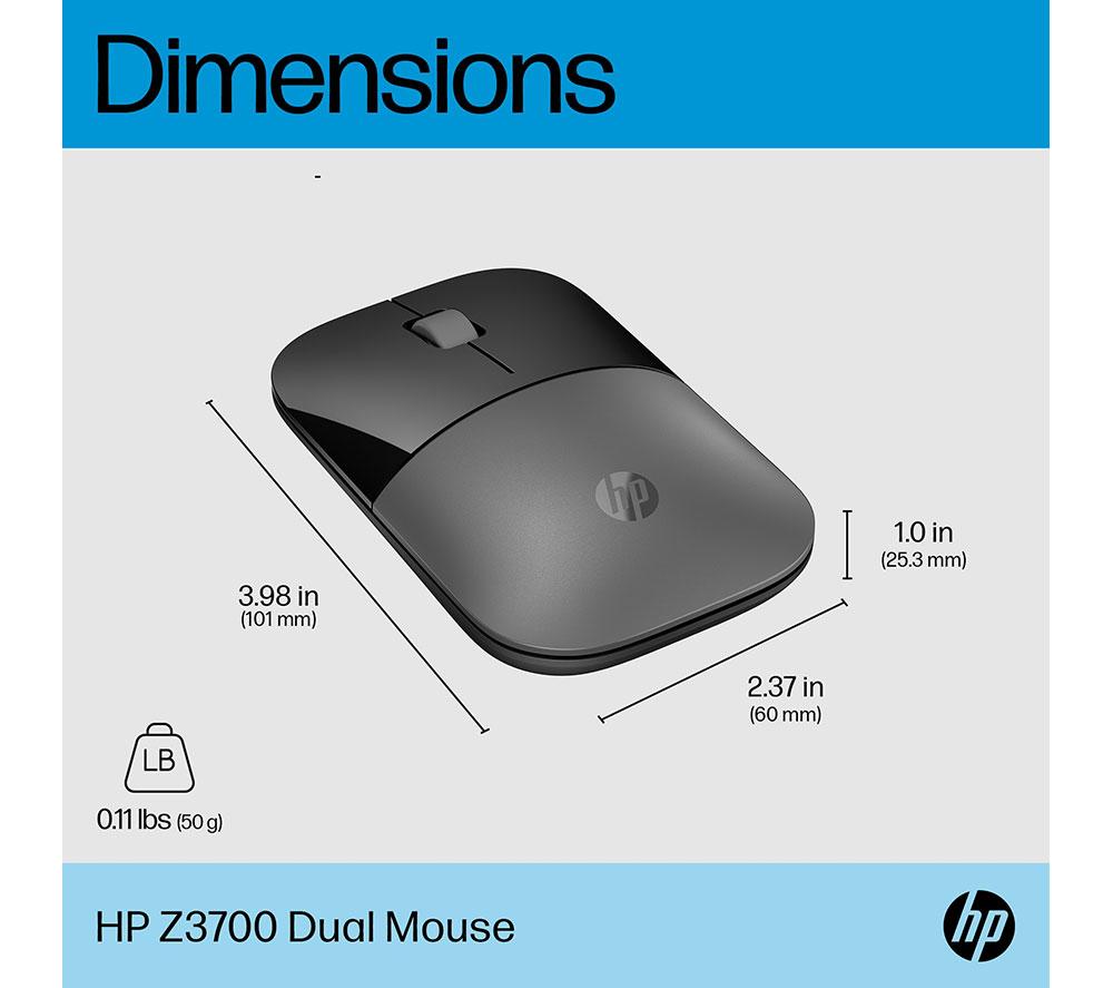 HP Z3700 Wireless Optical Mouse - Silver image number 3 of 7