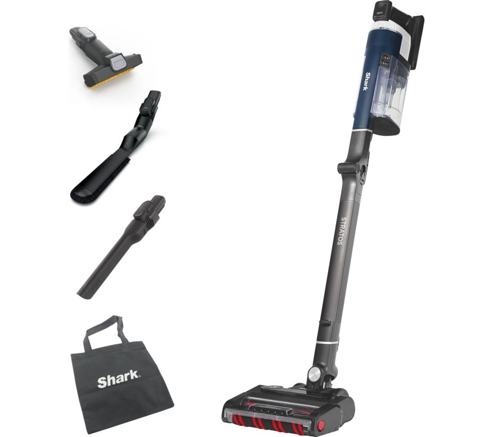 SHARK Stratos Anti Hair Wrap Plus with Pet Tool IZ411UKT Cordless Vacuum Cleaner – Deep Navy, Silver/Grey,Orange