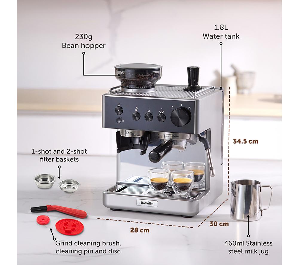 BREVILLE Barista Classic VCF186 Bean to Cup Coffee Machine - Stainless Steel image number 7 of 7