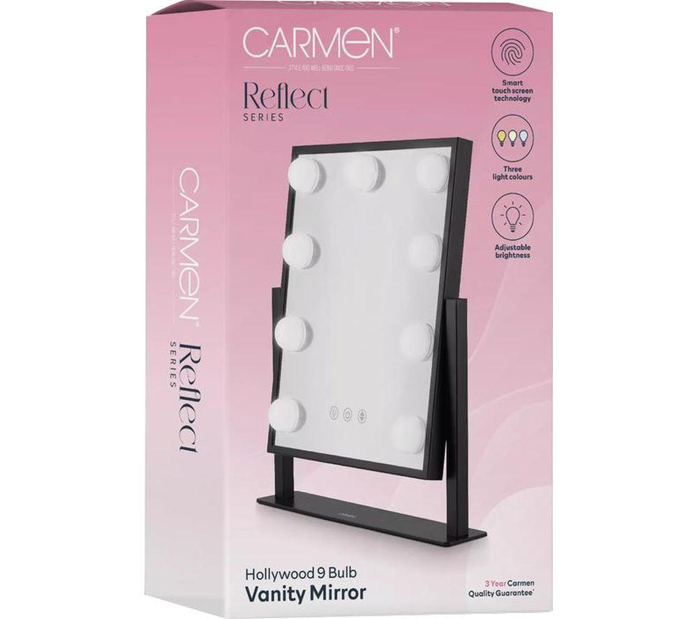 CARMEN Reflect Series Hollywood 9 Bulb Vanity Mirror - Black image number 3 of 5
