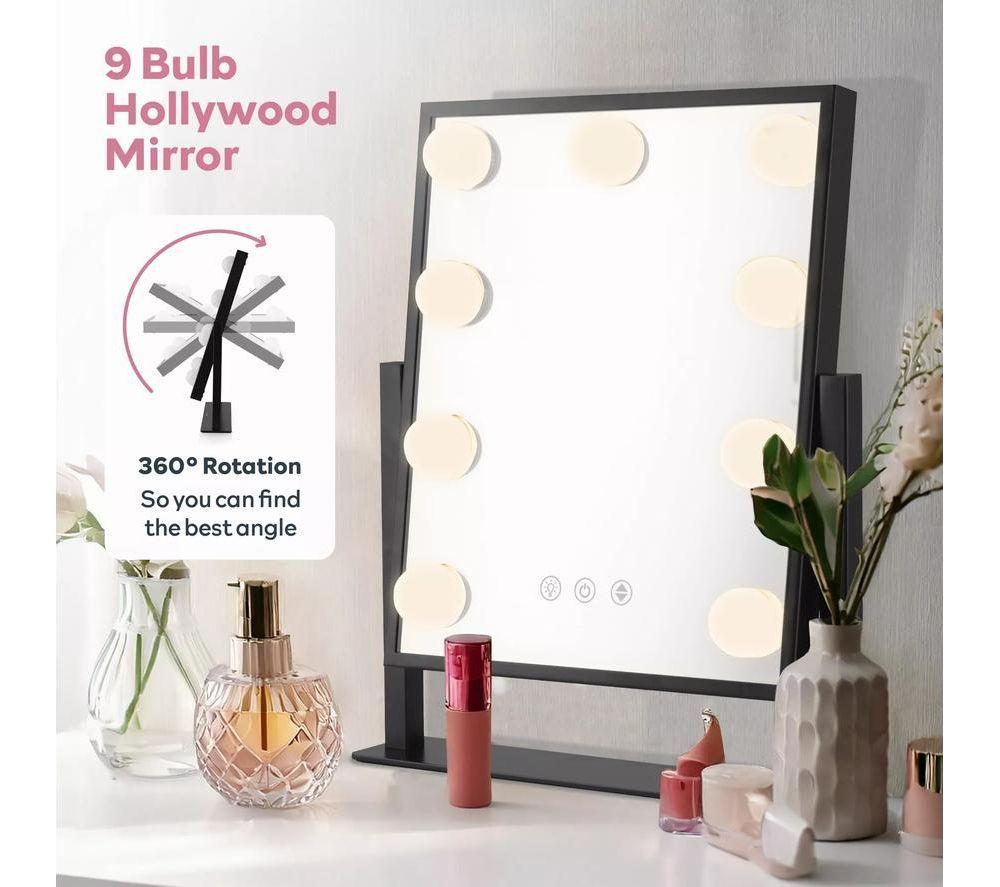 CARMEN Reflect Series Hollywood 9 Bulb Vanity Mirror - Black image number 4 of 5