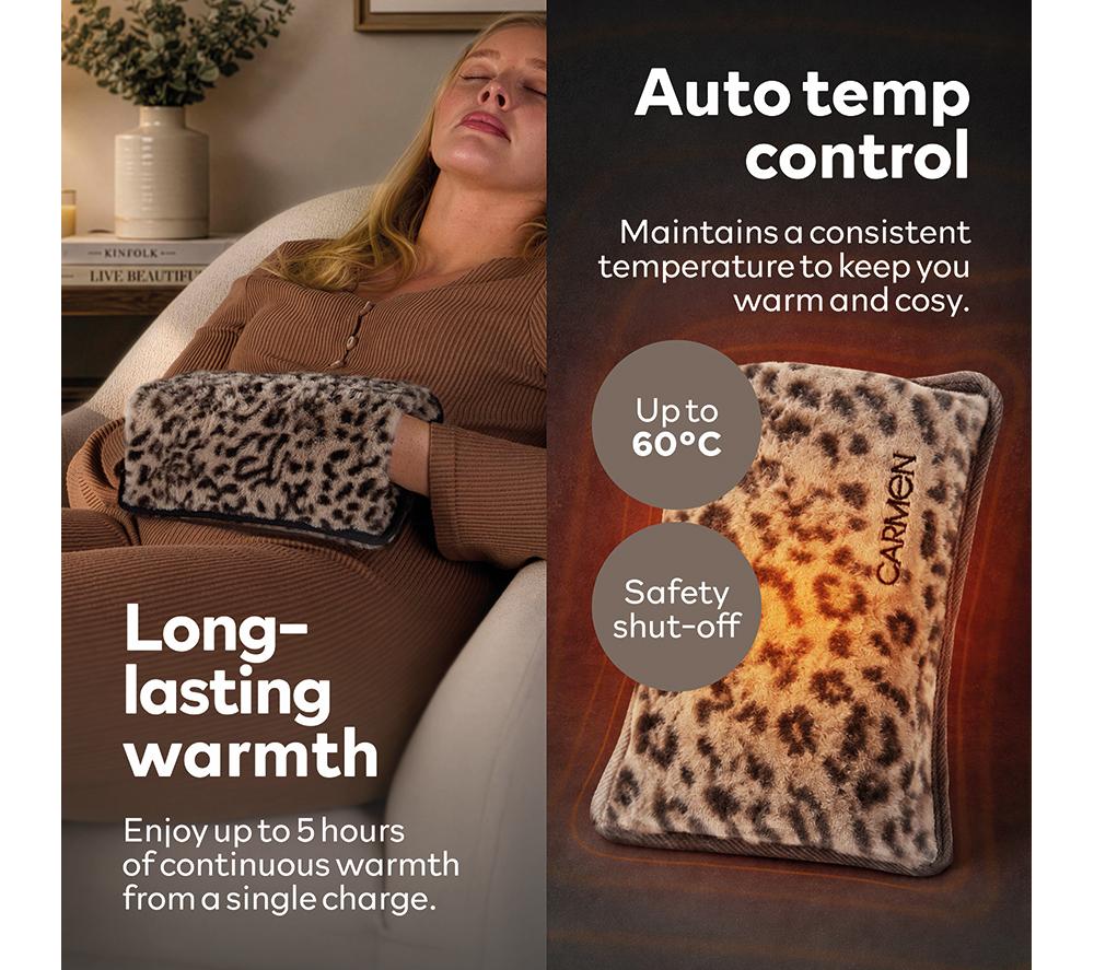 CARMEN Rechargeable Hot Water Bottle - Leopard Print image number 5 of 8