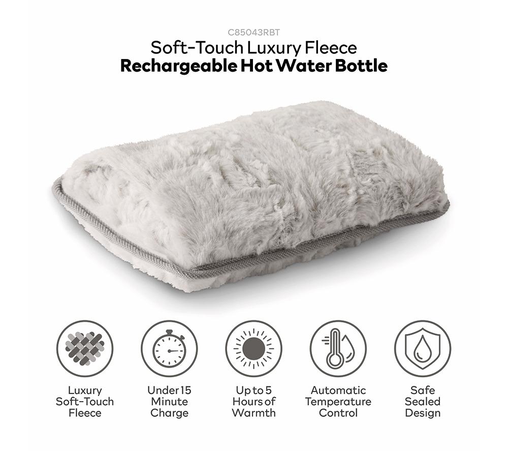 CARMEN Rechargeable Hot Water Bottle - Faux Fur, Winter Hare image number 2 of 8