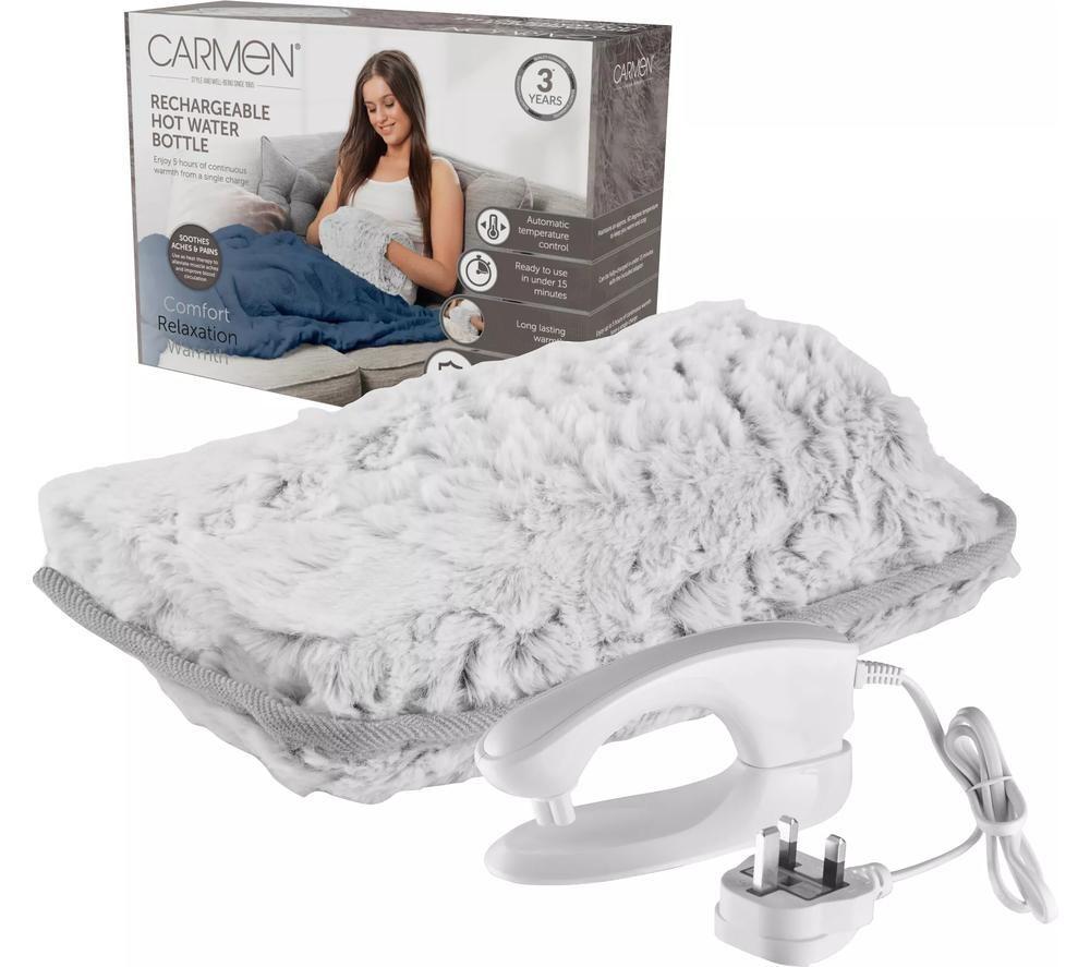 CARMEN Rechargeable Hot Water Bottle - Faux Fur, Winter Hare image number 3 of 3