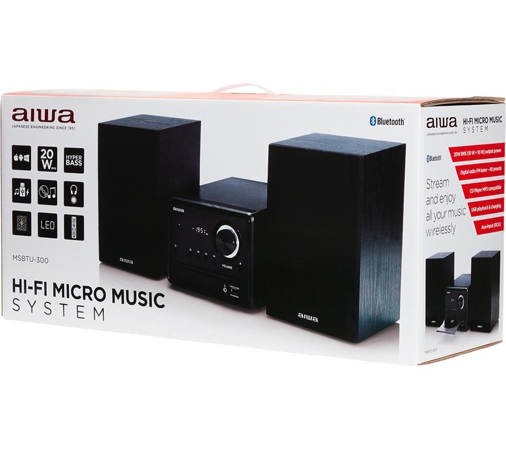 AIWA MSBTU-300 Bluetooth Micro Hi-Fi System - Black image number 6 of 8