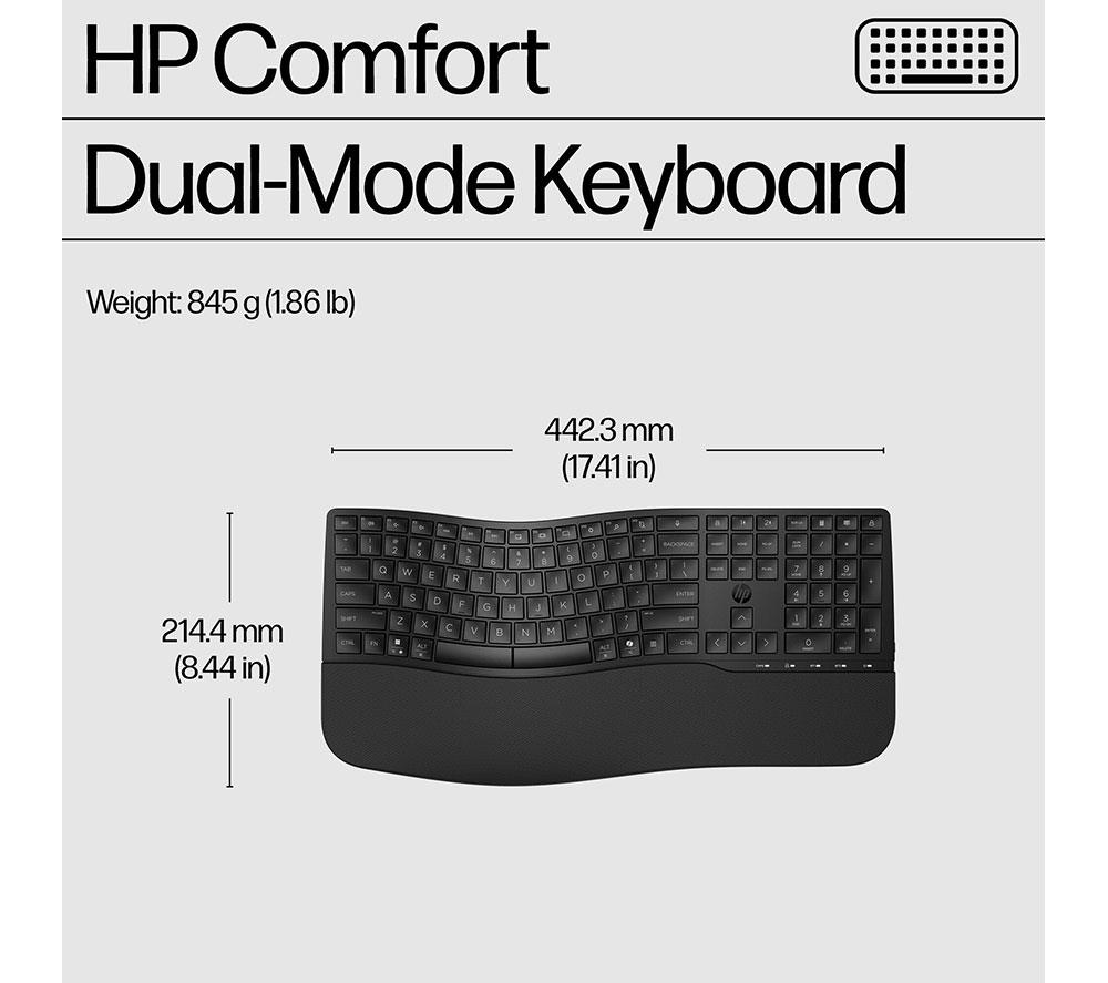 HP 680 Comfort Dual-Mode Wireless Keyboard & Mouse Set - Black image number 6 of 11